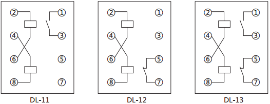 DL-12电流继电器内部接线及外引接线图(背视图) DL-12电流继电器内部接线及外引接线图(背视图)