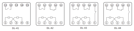 DL-43继电器内部端子外引接线图 DL-43继电器内部端子外引接线图