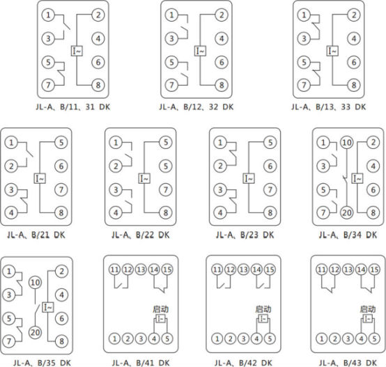JL-A、B/35 DK无辅源电流继电器内部接线及外引端子图(正视图) JL-A、B/35 DK无辅源电流继电器内部接线及外引端子图(正视图)