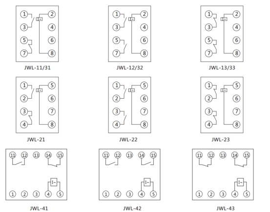 JWL-42内部接线及外引接线图(正视图) JWL-42内部接线及外引接线图(正视图)