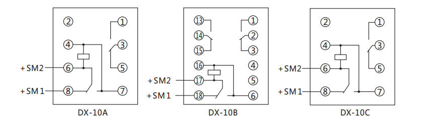 DX-10C闪光继电器内部接线及外引接线图 DX-10C闪光继电器内部接线及外引接线图