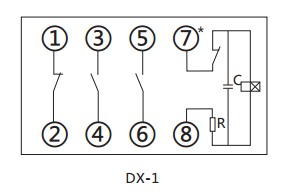 DX-1闪光继电器内部接线及外引接线图 DX-1闪光继电器内部接线及外引接线图