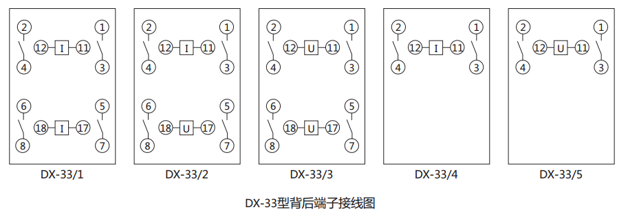 DX-33/1信号继电器背后端子接线图及外引接线图 DX-33/1信号继电器背后端子接线图及外引接线图