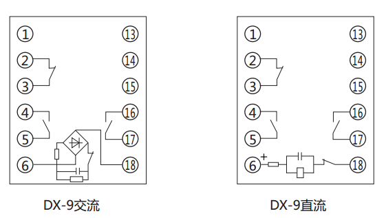 DX-9闪光信号继电器内部接线及外引接线图 DX-9闪光信号继电器内部接线及外引接线图