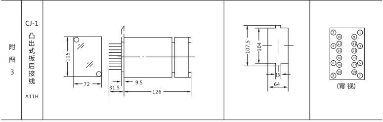JC-17冲击继电器外形结构及安装开孔尺寸图2 JC-17冲击继电器外形结构及安装开孔尺寸图2