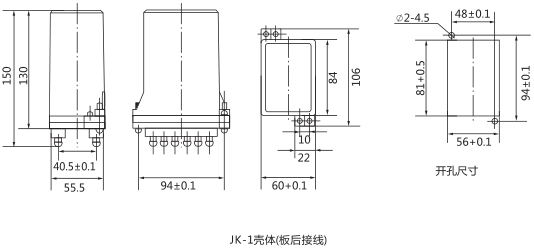 BS-10时间继电器外形及开孔尺寸图片 BS-10时间继电器外形及开孔尺寸图片