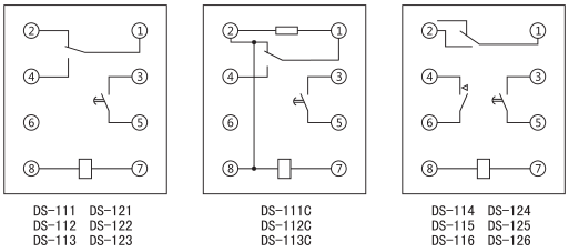 DS-111时间继电器内部接线及外引接线图(背视图)图片 DS-111时间继电器内部接线及外引接线图(背视图)图片