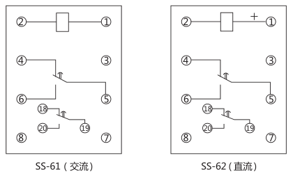 SS-61时间继电器内部接线及外引接线图(背视图)图片 SS-61时间继电器内部接线及外引接线图(背视图)图片