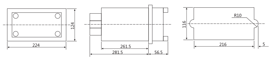 DCD-5A差动继电器外形及安装尺寸图 DCD-5A差动继电器外形及安装尺寸图