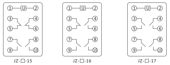 JZY(J)-210静态中间继电器内部接线图及外引接线图 JZY(J)-210静态中间继电器内部接线图及外引接线图