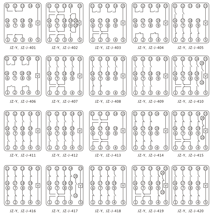 JZY(J)-210静态中间继电器内部接线图及外引接线图 JZY(J)-210静态中间继电器内部接线图及外引接线图