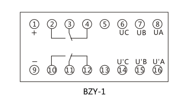 BZY-1正序电压继电器内部接线及外引接线图 BZY-1正序电压继电器内部接线及外引接线图