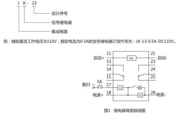 JX-13信号继电器型号含义图 JX-13信号继电器型号含义图