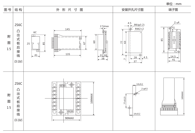 JX-13信号继电器外形及开孔尺寸图 JX-13信号继电器外形及开孔尺寸图