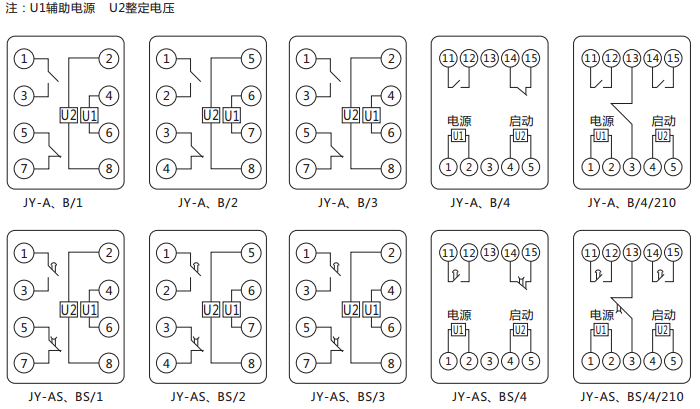 JY-BS/3集成电路电压继电器内部接线及外引接线图 JY-BS/3集成电路电压继电器内部接线及外引接线图